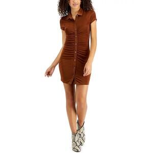 NWT Jolie & Joy Women's M Copper‎ Slinky Ruched Button-Down Dress, Fairy Grunge